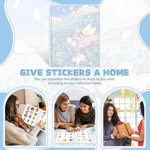 YUATCYA Large Sticker Collecting Book Storage Album 8.5 x 11 Inch Reusable Stickers Organizer Collection Notebook with 40 Sheets Blank Release Paper Letter Size (Hillside) thumbnail 5