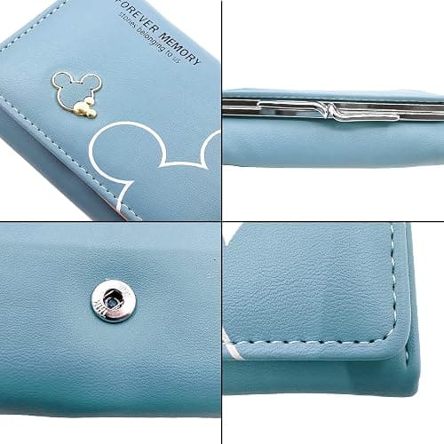 Spldsun Kleines Portemonnaie, Geldbörse Slim mit Münzfach, Geldbörse mit Kartenfächern, Aufbewahren und Schützen von Ausweisen, Kreditkarten, Geld, Fotos (Blau) - Blau thumbnail 5