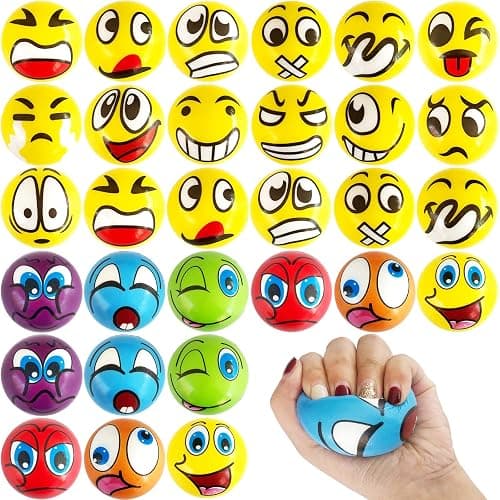 30 Pcs Face Stress Balls,2.5 Inch Funny Face Squeeze Balls,Emotion Squeeze Foam Balls,Foam Soft PU Balls for Hand Wrist Stress Reliefs Finger Exercise - Image 1