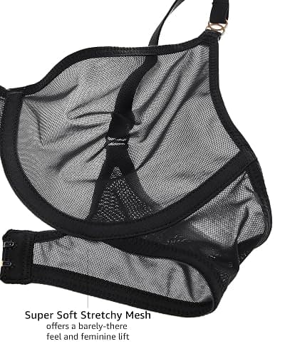 INLYRIC Women's Cosnufy Sheer Balconette Bra Demi Unlined Plunge Mesh See Through Sexy Bras Underwire thumbnail 3