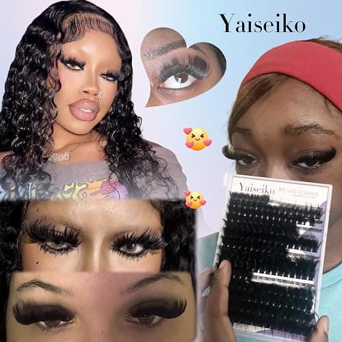 Yaiseiko Fluffy Lash Clusters 300D Thick Long 12-25mm Volume Cluster Eyelash Extensions 224Pcs Wispy Individual Lashes D Curl Waterproof Eyelash Clusters Soft False Eyelashes DIY at Home thumbnail 7