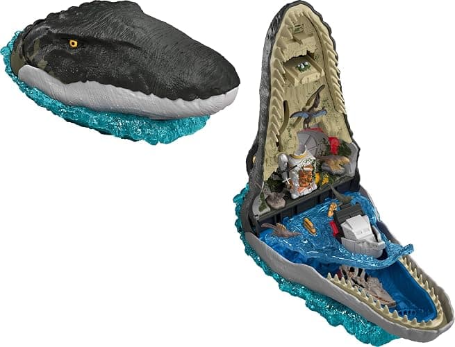 Mattel Jurassic World Rebirth Deluxe Mosasaurus Playset with 7 Interactive Features, 7 Sound Effects & 6 Micro Figures, Folds Up to Carry & Store - Image 1