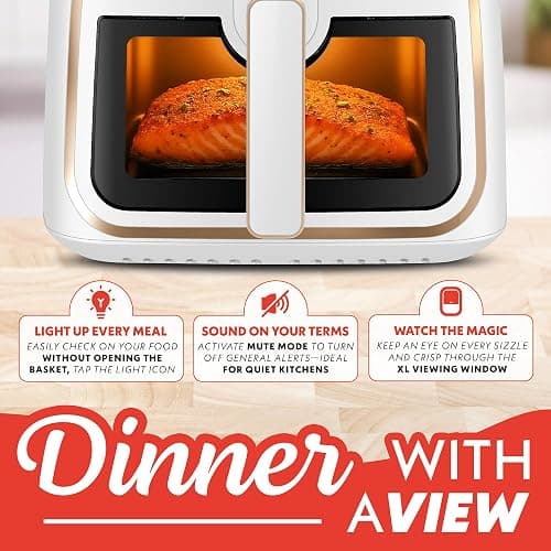 Gourmia 8 Qt Air Fryer, 8 Presets with Digital Display, FryForce 360° Technology, Easy View Window & Interior Light, Dishwasher Safe Basket, White thumbnail 6
