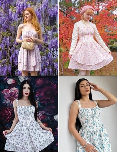 Scarlet Darkness Floral Corset Dress for Women Ruffle Mini Dress Summer Sundress thumbnail 6