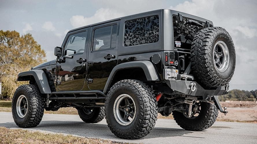 Floral Flower Print Rear Window Decals Fit 2018-2023 Wrangler 4 Door JLU Rear Quarter Window 2018 2019 2020 2021 2022 - Flowers Floral Decal Sticker Vehicle Vinyl Matte Black(4 Door only) thumbnail 3