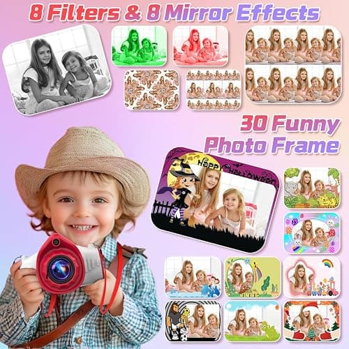 Uffylle Kids Camera with Projector, Big Screen 1080P Photography Kids Recorder with Tripod, Lanyard, 32GB Kids Video Vlogging Camera for Age 3-12, Christmas Birthday Gifts Toys for Boys Girls, White thumbnail 4