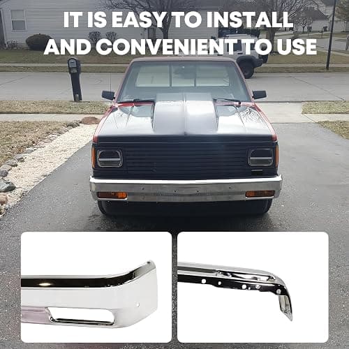CarPartsDepot Front Bumper Face Bar Chrome Steel Compatible With 1982-1990 Chevrolet S10 Compatible With 1982-1990 GMC S15 GM1002365 thumbnail 5