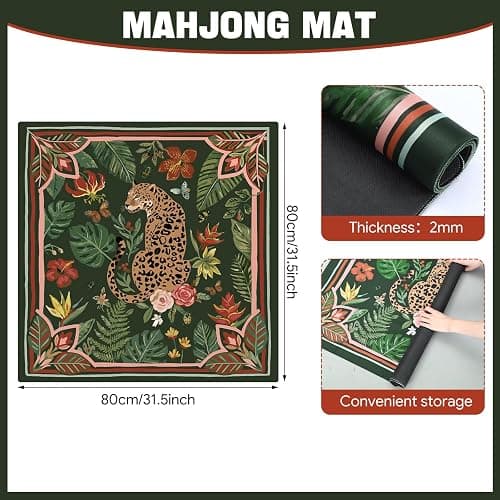 Drydiet Mahjong Mat for Table 31.5 x 31.5 Inch American Mahjong Mat with Carrying Bag, Non-Slip Noise Reduction Table Item for Family Poker Dominoe Board Game, Game Night & Party Use thumbnail 3