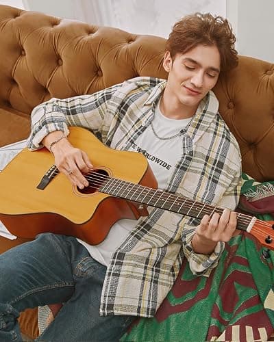 Donner 41” Acoustic Guitar Bundle for Beginners Adults with Online Lesson, 4/4 Full Size Steel Acustica Guitarra with Gig Bag, Tuner, Strap, Strings, Picks, Capos, Cutaway, Natural, DAG-1C/DAD-110C thumbnail 6