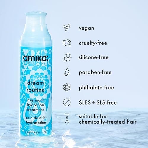 amika dream routine overnight hydrating hair mask | no rinse leave-in treatment for dry hair, ultra-hydrating, with hyaluronic acid for long-lasting moisture thumbnail 8