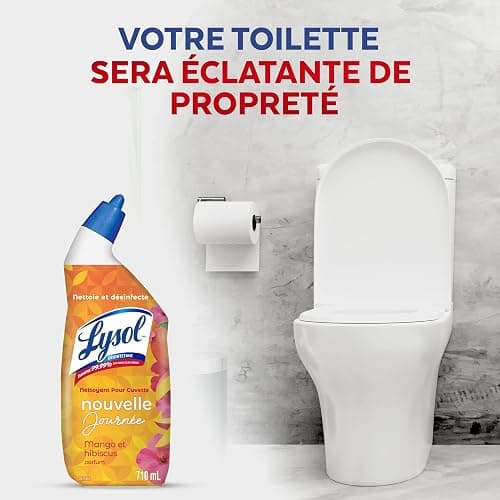 Lysol Brand New Day Toilet Bowl Cleaner, Disinfectant Gel, 710 mL | Removes Hard Water & Rust Stains, Kills Germs, Angled Bottle, Mango & Hibiscus Fragrance thumbnail 9
