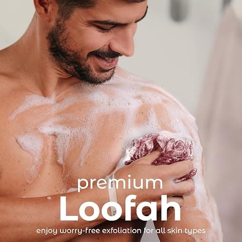 MainBasics Shower Loofah Sponge Pouf, Set of 3, Coral Reef | Soft Mesh Body Scrubber and Bath Sponge for Gentle Exfoliation, Rich Lather, and Everyday Shower Use thumbnail 2