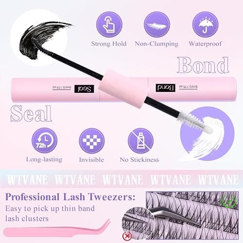 Wispy Lash Clusters Kit Natural Eyelash Clusters Extensions Kit 144pcs Individual Lashes DIY Lash Extension Kit with 10-16mm Lashes Clusters, Lash Bond and Seal,Lash Tweezers by Wtvane thumbnail 7