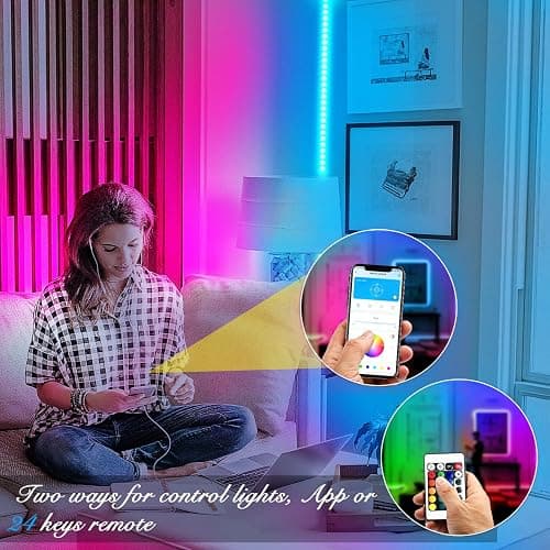 DAYBETTER Led Strip Lights 100 ft Smart with App Remote Control, 5050 RGB for Bedroom, Living Room, Home Decoration, Music Sync Color Changing for Room Party(2 Rolls of 50 ft) thumbnail 5