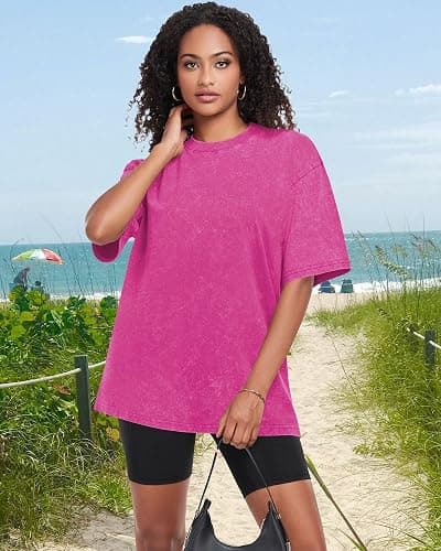 Oversized Tshirts for Women Short Sleeve Vintage Washed Basic Cotton Tees | ADOREJOY Oversized Casual Loose Crewneck Tops for Summer Acid Wash Streetwear Daily Fit 2026 thumbnail 6