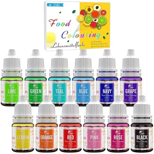 Food Colouring - 12 Colours Variety Liquid Cake Icing Food Colouring Kit for Baking, Fondant, Decorating and Cooking - Vibrant Food Colour Dye for Airbrush, DIY Slime Making and Crafts - 6ml Each - Image 1
