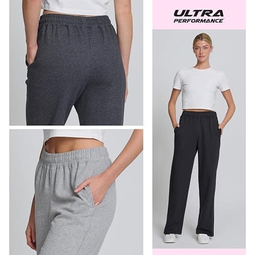 Ultra Performance Womens Sweatpants 3 Pack Open Bottom Wide Leg Lounge Sweatpant’s Pant Baggy Long Sweat Pants for Women thumbnail 6
