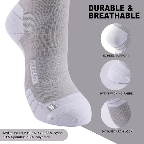 musesox Compression Socks for Women and Men,15-20 mmHg Support(3 Pairs) | Knee High,Graduated Compression,L/R Foot Labels,Breathable Fabric,Best for Flying/Nurses/Travel/Cycling/Pregnancy/Daily Wear thumbnail 5