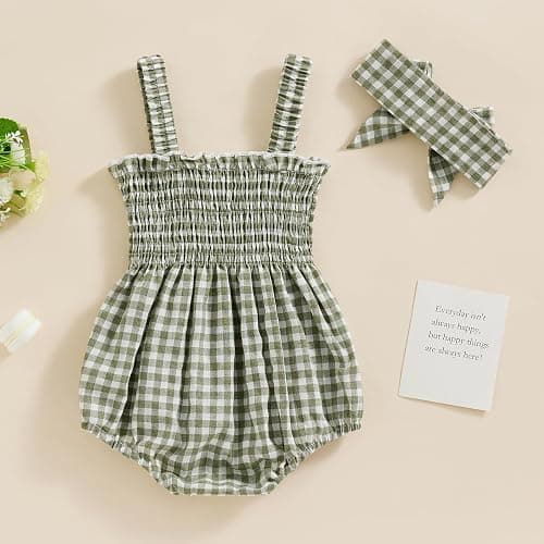 FOMOYUU Infant Newborn Baby Girl Ruffle Sleeveless Romper Summer Clothes Outfit with Cute Floral Print Jumpsuit thumbnail 4