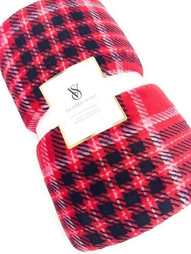 Victoria's Secret Cozy - Plush Sherpa Blanket Size 60" x 50" (Red/Black/Pl.) thumbnail 3