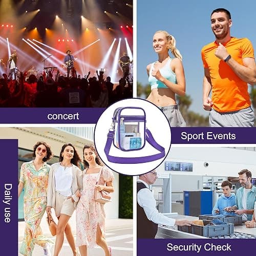 Clear Stadium Bag 12×12×6 Policy Compliant Transparent Crossbody Purse, Waterproof PVC Clear Bag for Concerts Events thumbnail 4