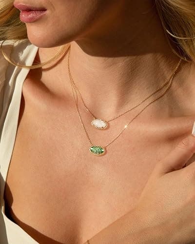 TLY Gold Necklace for Women 14k Gold Plated Dainty Gemstone Pendant Necklace Red Rose Quartz Black Emerald Green Blue Prom Choker Necklace Birthday Wedding Bridesmaid Necklace Mothers Day Jewelry gifts thumbnail 4