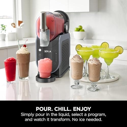 Ninja SLUSHi Frozen Drinks Maker, Create Slush, Frozen Cocktails, Frappé, Milkshakes & Frozen Juice, No Ice or Preperation Needed, WhisperChill Technology, 1.9l Capacity, Blue & Grey FS301UK thumbnail 3