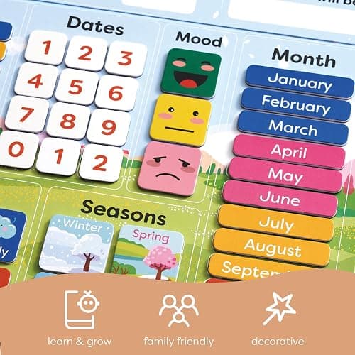 Chuckle My First Calendar for Kids - Days of the Week & Weather Learning Chart - 40 x 32cm, Magnetic with Hanging Loop, Educational Children Toy for Home & Classroom thumbnail 5