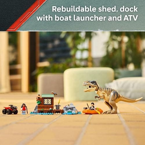 LEGO Jurassic World T. rex River Escape - Dinosaur Toy for Kids, Boys, and Girls, Ages 5-7 - Jurassic World Toy Boat Minifigures - Creative Dinosaur Gift for Movie Fans - 76975 thumbnail 2