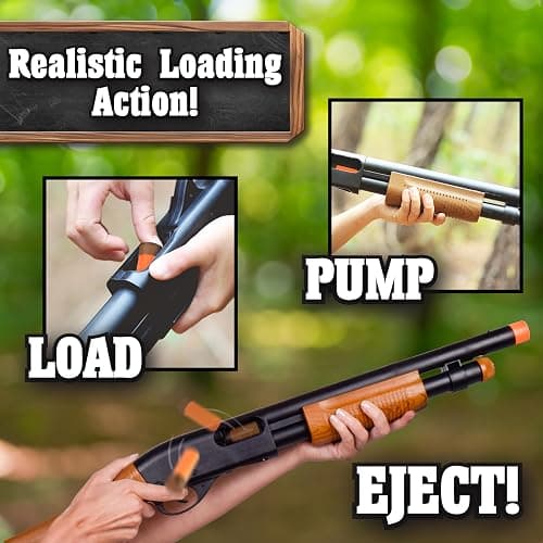 Sunny Days Entertainment Pump Action Blaster – with Realistic Sounds and Ejecting Play Shells | Hunting Role Play Toy | Cowboy Costume for Kids – Maxx Action, Wood Grain thumbnail 3