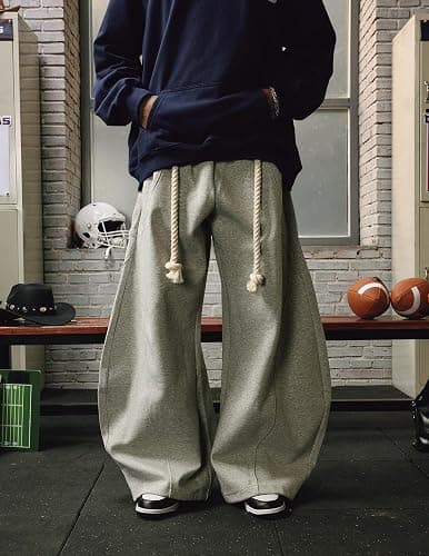 Aelfric Eden Super Baggy Barrel Sweatpants Wide Leg Pants for Women Men Casual Elastic Waist Unisex Lantern Trouser Pants thumbnail 3