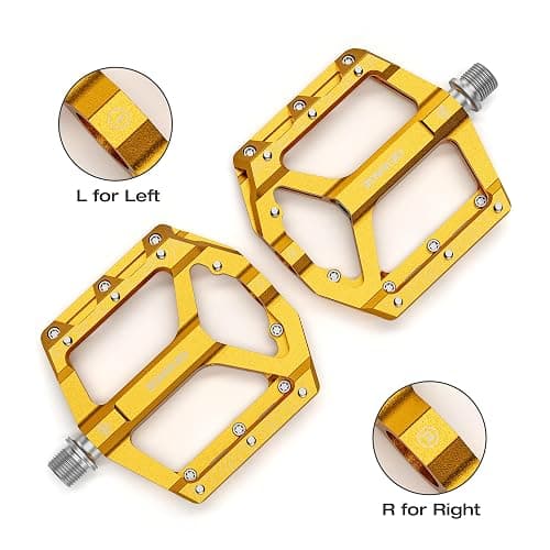 Road/Mountain Bike Pedals -Non-Slip Bicycle Flat Pedals Aluminum 9/16" - 3 Sealed Bearing Lightweight Platform Pedals for Road Mountain BMX MTB Bike thumbnail 5