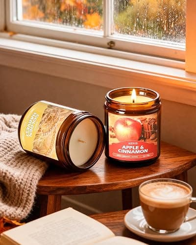 AOOVOO Fall Candles Set - 4 Pack Candles for Home Scented, 28 oz Natural Soy Wax 200 Hour Long Lasting, Autumn Gifts Set for Women Men Fall Fragrance of Pumpkin/Apple Cinnamon/Clove/Wheat Vanilla thumbnail 6