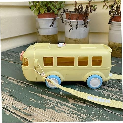 Wedhapy Bus Water Bottle for Kids 500ml Food Grade Detachable Washable Kids Water Bottle with Straw & Adjustable Strap for School thumbnail 2