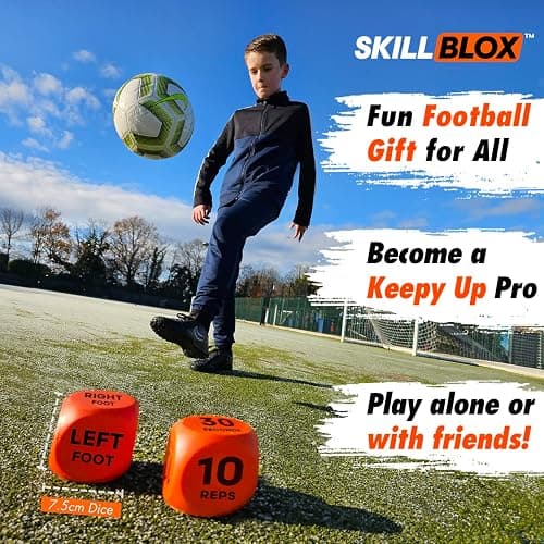 SKILL BLOX Football Keepy Up Training Dice (2 pcs) | Football Gifts for Boys & Girls 9-12 | Training Equipment, Teenage Boy Gifts for 8 9 10 11 12 Year Old | (KEEPY UP DICE) thumbnail 2