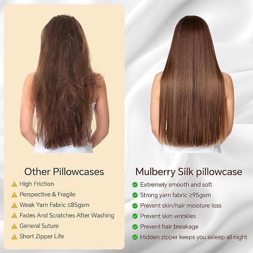 INFIIXSO Mulberry Silk Pillowcase for Hair and Skin, Silk Pillow Cases Standard Size with Hidden Zipper 20x26 Inches, Extraordinary Smooth and Soft Cooling Pillow Cases for Hot Sleepers(Pink, 1 Pack) thumbnail 4