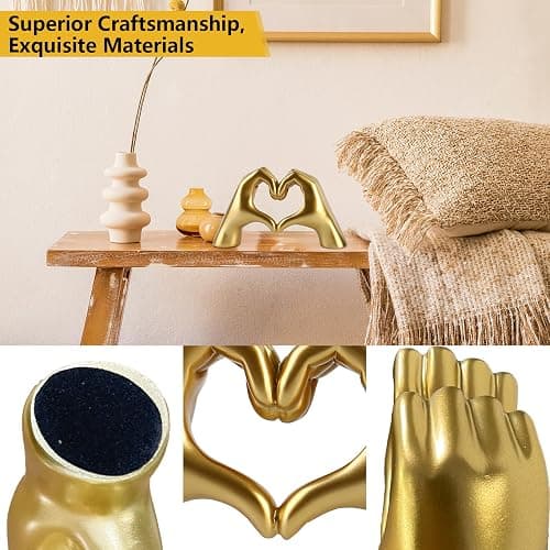 Taylor Lover Merch Gold Heart Hands Sculpture Birthday Decorations Gifts Living Room Bedroom Shelf Desk Coffee Table Accessories Statue Bobo Bathroom Decor Home Décor Accents Women Girls(Small) thumbnail 4