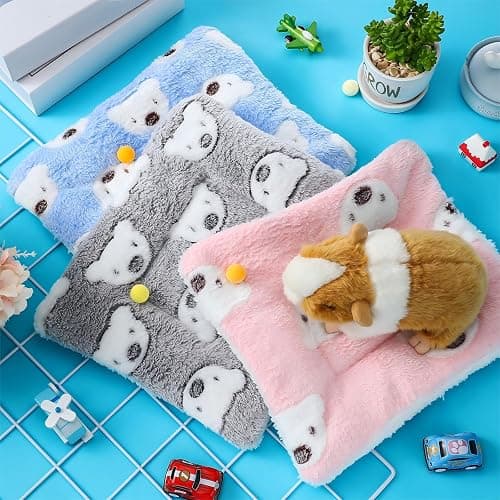 Jetec 3 Pcs Guinea Pig Beds, Fleece Small Animal Mats, Bear, Light Pink | 10 x 11 in Soft Double Sided Fleece Pad for Rabbit, Hamster, Chinchilla, Rat, Warm Hideout, Cozy Small Animal Cage Bed thumbnail 5