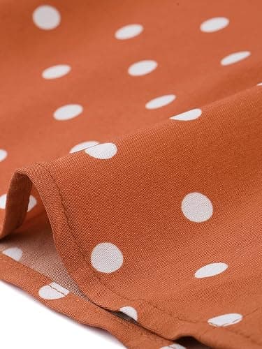 Allegra K Women's Polka Dots Shirt Short Puff Sleeve Vintage Button Up Peter Pan Collar Blouse Tops thumbnail 6