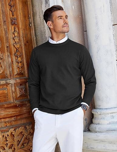 COOFANDY Mens Crew Neck Sweaters Long Sleeve Lightweight Knit Dress Pullover Sweaters thumbnail 5