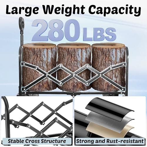 Wagons Carts Foldable, 280 Lbs with Adjustable Handle, Black Lightweight Portable, Collapsible Wagon for Beach Trip, Camping, Shopping, Sports, Travel, Picnic and Grocery (Dark Black) thumbnail 7