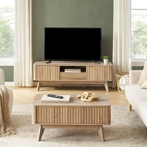 mopio Brooklyn Coffee Table, Lift Top Coffee Tables for Living Room, Mid Century, Modern Farmhouse Center Table with Lifting Top & Hidden Storage, Fluted Panel, Rising Pull Up (Oak Fluted) thumbnail 8