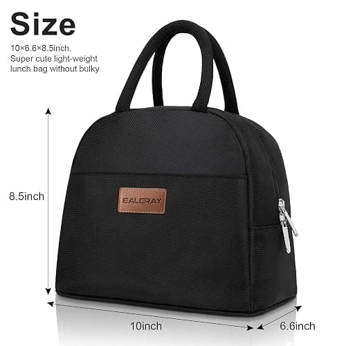 BALORAY Lunch Bag for Women Men Insulated Lunch Box for Adult Reusable Lunch Tote Bag for Work, Picnic or Travel (Solid Black) thumbnail 3