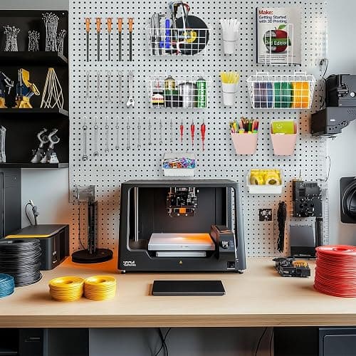 Pegboard Basket Organizers, Peg Board Large Baskets Hooks Bins Cups Tool Organizer 42 Pack Set, Wall Storage Display Hanging Accessories for Craft Office Stadio Shed Garage Organization (White & Pink) thumbnail 2