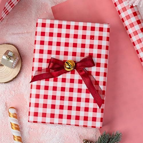 Burymento Red Checkerboard Wrapping Paper, Gift Wrap for Birthday, Valentines, Mothers day, Graduation, Wedding, Fathers day, Baby Shower, Christmas (17in x 32.8ft) thumbnail 3