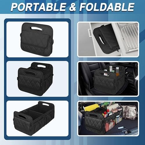 Deosk Car Trunk Organizer for SUV, Car Organizers and Storage with Reinforced Handles, Car Accessories for Women/Men 50LWaterproof Polyester Trunk Organizer, Black thumbnail 3