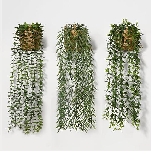 Mokof 3 Pack Artificial Hanging Plants in Boho Handwoven Baskets for Living Room, Bedroom, Bathroom Wall Shelf Decor thumbnail 4