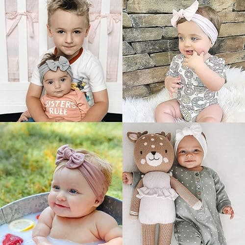 ALinmo 25PCS Baby Nylon Headbands Soft Baby Girl Headbands with Hair Bows | Soft Stretchy Baby Headbands Elastics Baby Girl Bows for Newborn Baby Girls Infants Toddlers Kids thumbnail 4