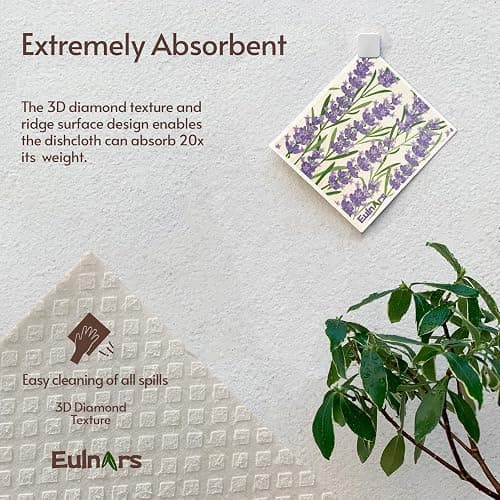 Eulnars Swedish Dishcloths for Kitchen, 8 Pack Flower Reusable Paper Towels Washable, Non-Scratch Swedish Kitchen Towels, Super Absorbent Cellulose Dish Cloths, Eco Friendly Gifts - Sunflower thumbnail 5