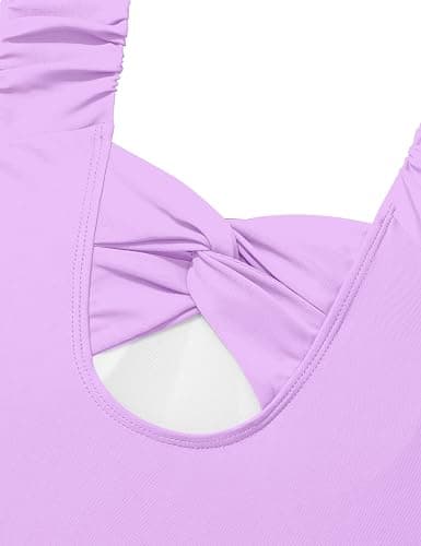 Doumlop Girls Tankini Swimsuit 2 Piece Bathing Suit Twist Cross Back Cutout Swim Tank Top Floral Print Swimwear for 7-18Y thumbnail 8